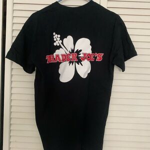 Trader Joe's Black T-Shirt with White Hibiscus